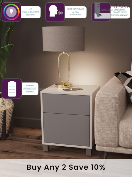 Frank Olsen Grey Smart LED Side Table (166624) | £150