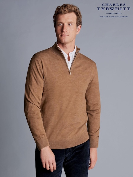 Charles Tyrwhitt Natural Merino Quarter Zip Jumper (166770) | £80