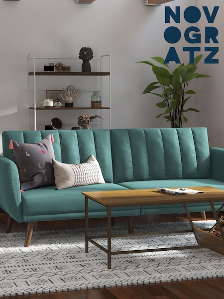 Novogratz Blue Brittany Linen Sofa Bed (167156) | £420