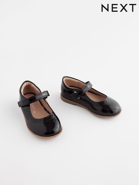 Patent Black Leather Leather Mary Jane Touch fastening Brogues (167425) | £24 - £28