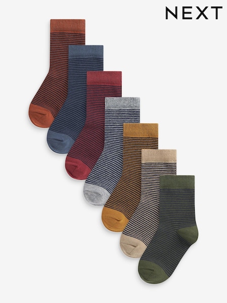 Multi Stripe Cotton Rich Socks 7 Pack (167701) | £8 - £11