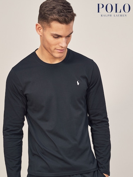 Polo Ralph Lauren Dark Black Logo Long Sleeve Cotton T-Shirt (168196) | £55
