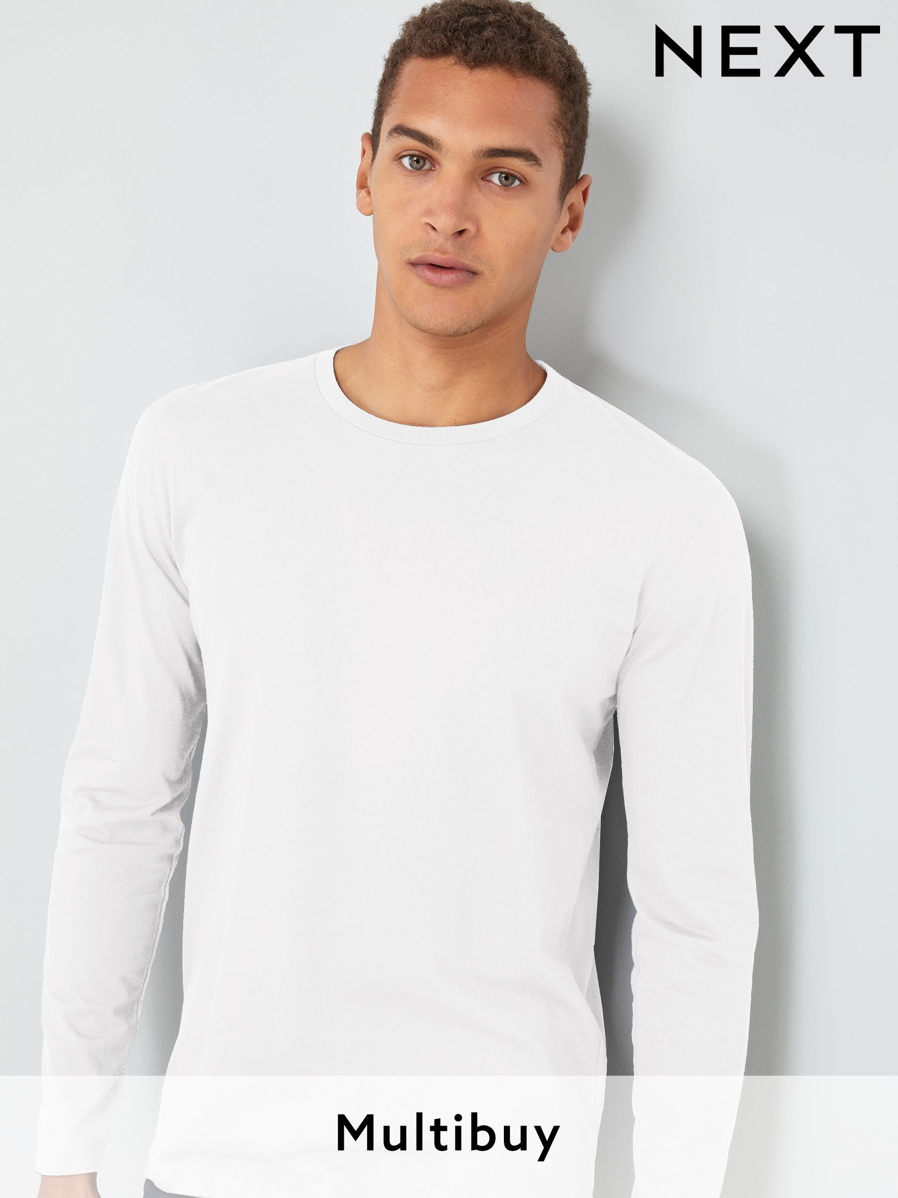 Buy Men s White T Shirts Long Sleeve Tops Online Next UK