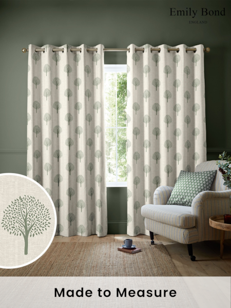 Emily Bond Fern Yew Tree Made to Measure 100% Cotton Curtains (168367) | £91
