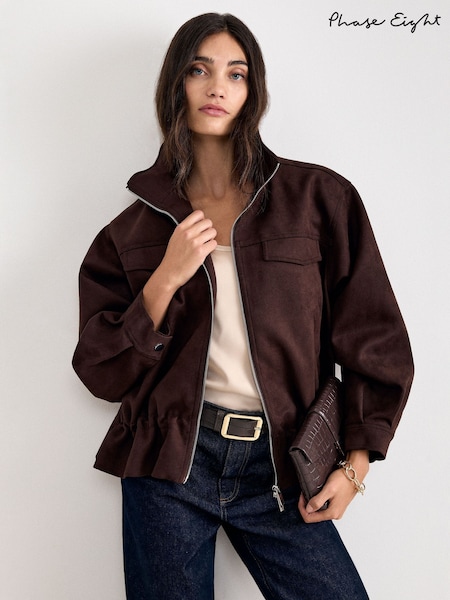 Brown - Phase Eight Nina Suedette Jacket