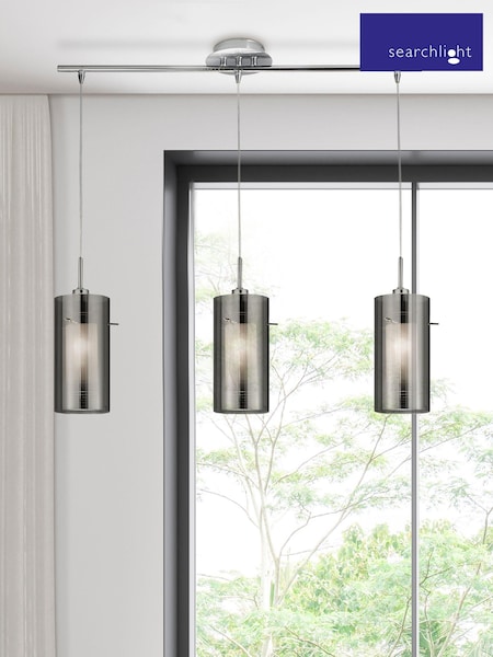 Searchlight Chrome Basil Smoked Glass Frosted Inner 3Lt Bar Pendant Ceiling Light (168831) | £60