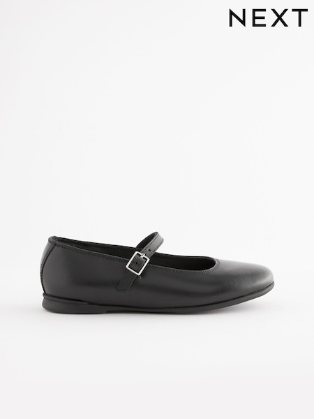 Matt Black Narrow Fit (E) Leather Mary Jane School Shoes (168851) | £26 - £33