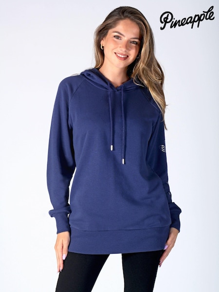 Pineapple Navy Blue Womens Longline Hoodie (168886) | £36
