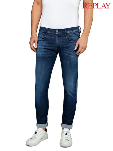 Replay Dark Blue Hyper Cloud Denim Anbass Hyperflex Slim Fit Jeans (169520) | £180