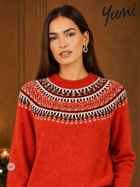 Red - Yumi Relaxed Fairisle Jumper