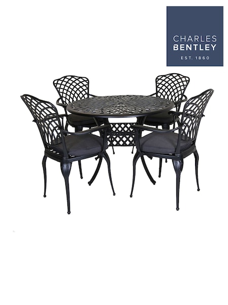 Charles Bentley Grey Garden Cast Aluminium Table and Chairs Set (171028) | £660