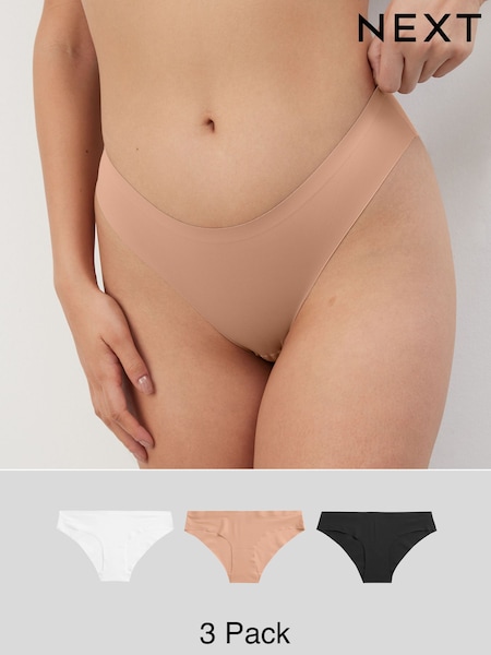Black/White/Praline Nude Brazilian No VPL Comfort Knickers 3 Pack (171207) | £17