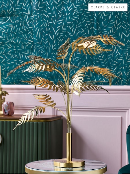 Clarke and Clarke Gold Congo Leaf Table Lamp (172220) | £145