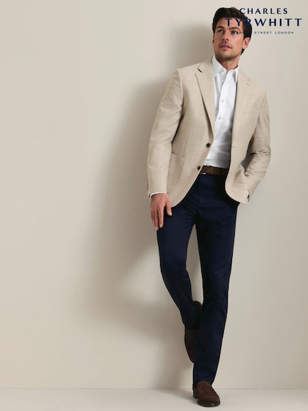 Natural - Regular Charles Tyrwhitt Wool Silk Slim Fit Jacket