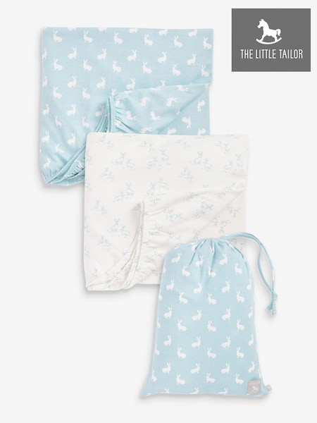 The Little Tailor 2 Pack Blue 100% Cotton Baby Fitted Jersey Cot Sheets (172928) | £36