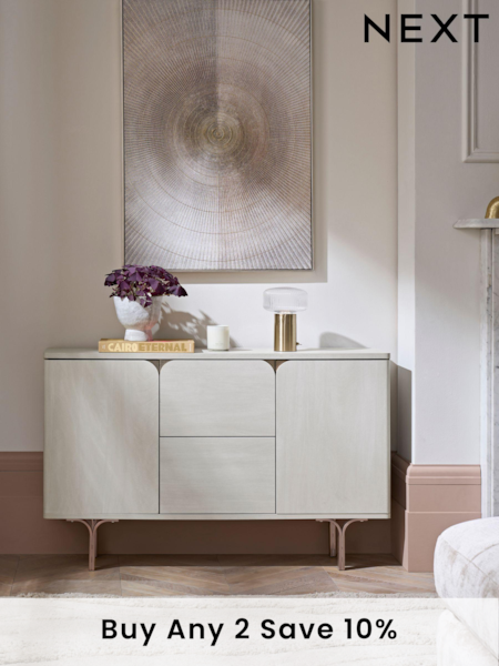 Light Evie Oak Effect Space Saving Large Slim Sideboard (173032) | £350