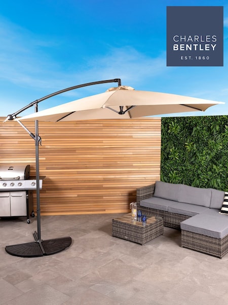 Charles Bentley Beige Cream 3m Hanging Banana Cantilever Garden Umbrella (173503) | £98