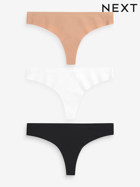 Black/White/Praline Nude Thong No VPL Comfort Knickers 3 Pack (175018) | £16