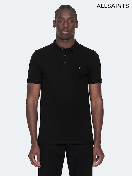 Black - Regular Allsaints Reform Short Sleeve Polo Top