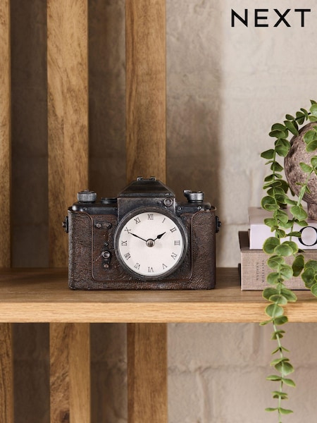 Black Vintage Camera Mantel Clock (175264) | £20