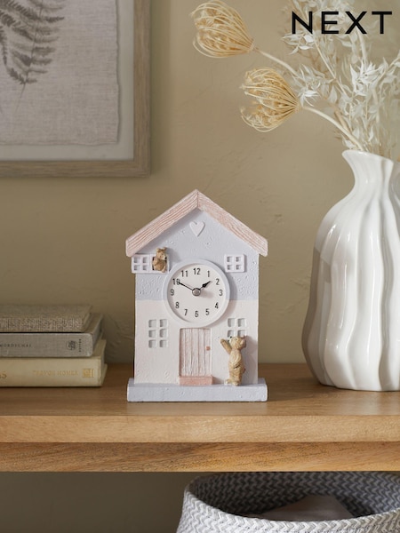 Natural Bertie Bear House Mantel Clock (175267) | £22