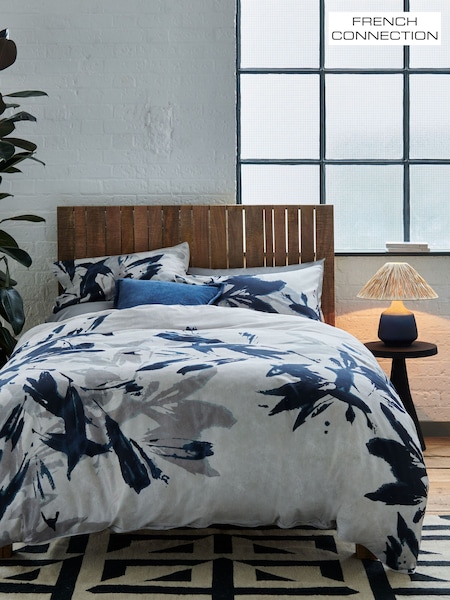 French Connection Navy Azzurra 220 Thread Count Duvet Cover and Pillowcase Set (177525) | £50 - £85