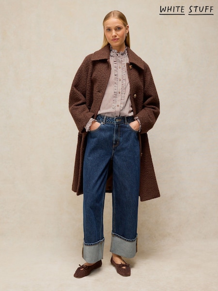 Brown - White Stuff Frill Neck Shirt