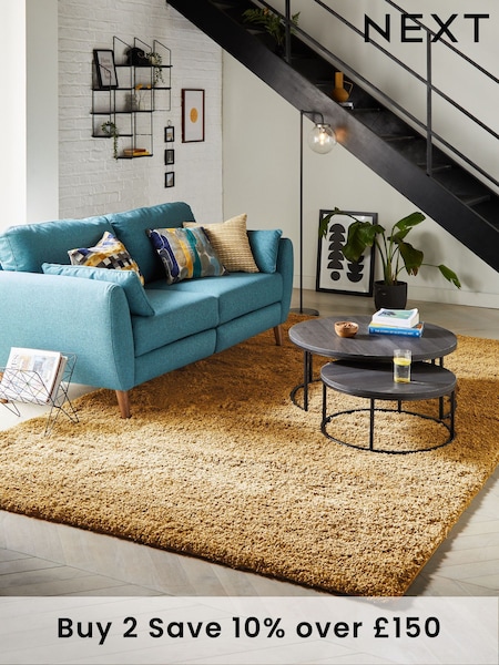 Ochre Yellow Premium Cosy Shaggy Rug (177975) | £25 - £335