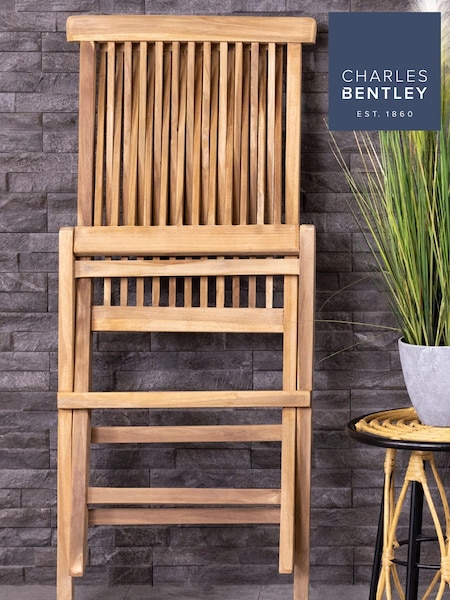 Charles Bentley Natural Pair of Teak Folding Garden Chair (178352) | £127