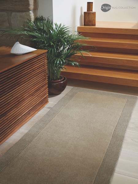 Origin Rug Collection. Taupe Borders Rug (178852) | £80 - £385