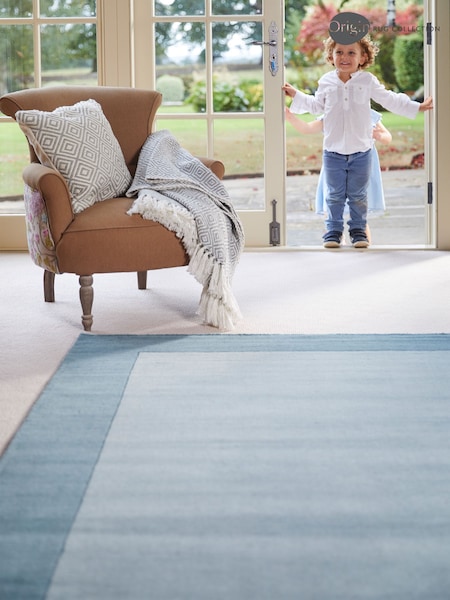 Origin Rug Collection. Duck Egg Borders Rug (178872) | £80 - £385