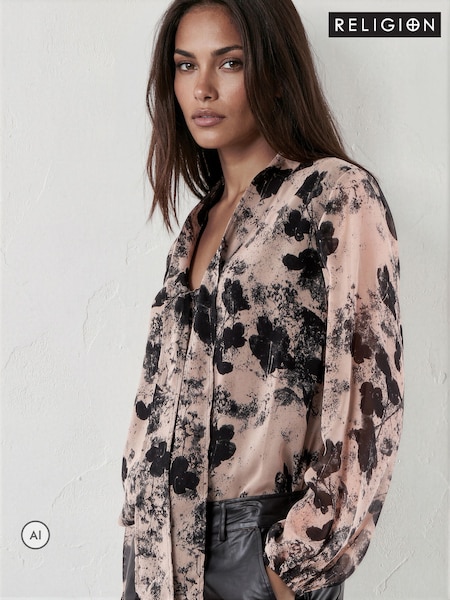 Nude - Religion Alfa V-neck Blouse With Tie Sash