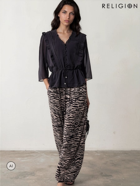 Animal - Religion Loose Fitting Lyla Jersey Trousers Print With Cuffed Hem