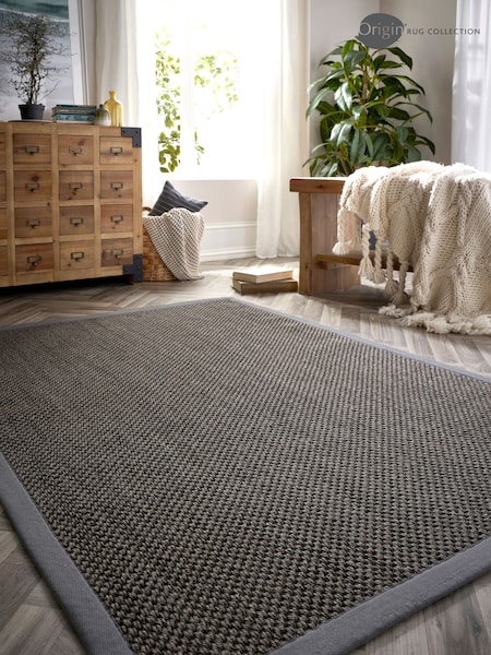 Origin Rug Collection. Dark Grey Border Sisal Rug (180640) | £135 - £355
