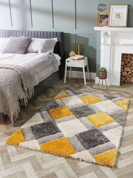 Origin Rug Collection. Ochre 3DGEO Shaggy Rug (180693) | £45 - £235