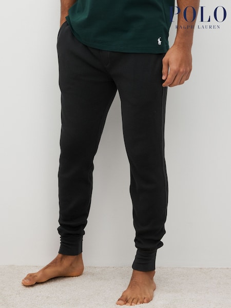 Polo Ralph Lauren Black Waffle Knit Lounge Stretch Jersey Joggers (180748) | £60