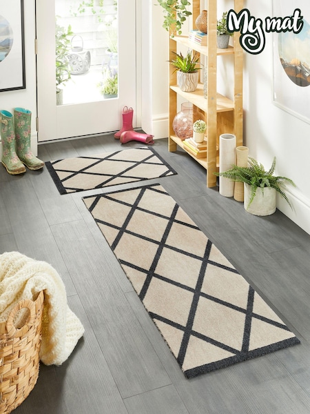 My Mat Cream Black Border Geo Washable Nylon Doormat (180976) | £20