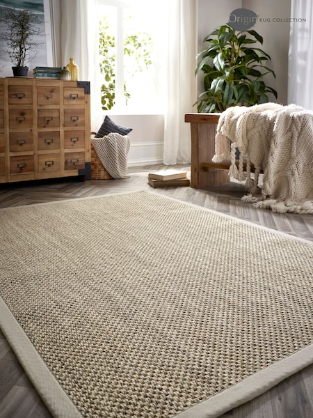 Origin Rug Collection. Beige Sand Border Sisal Rug (181011) | £135 - £355