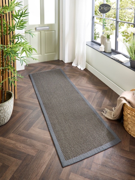 Origin Rug Collection. Dark Grey Border Sisal Runner (181145) | £90