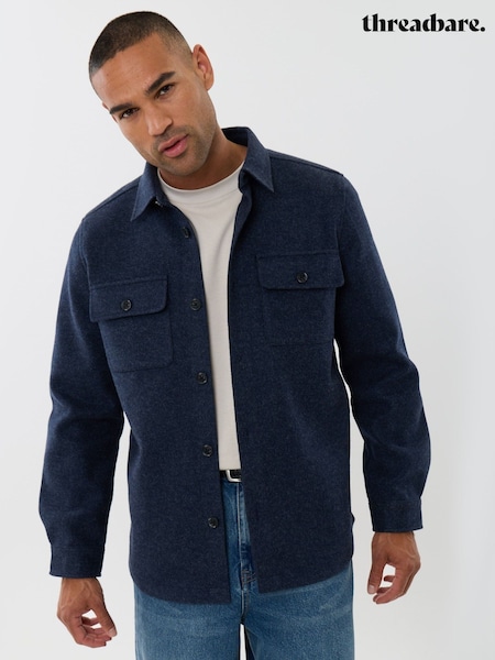 Blue - Regular Threadbare Patch Pocket Knitted Shacket