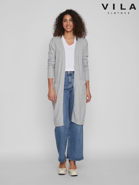 VILA Grey Longline Lightweight Cardigan (182659) | £35