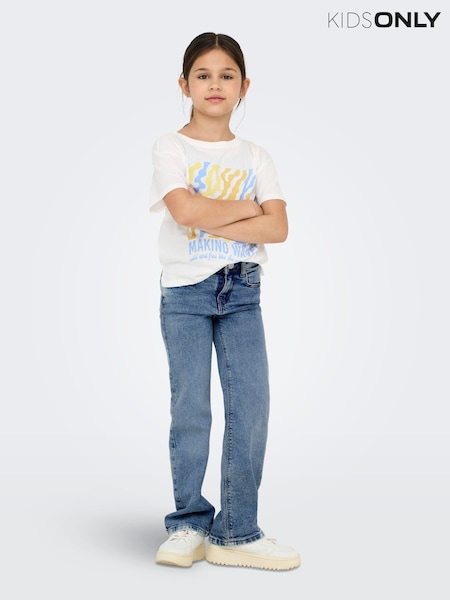 ONLY KIDS Light Blue Straight Leg Adjustable Waist Jeans (182683) | £24