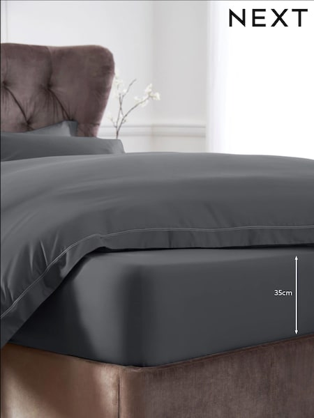 Grey Collection Luxe 600 Thread Count 100% Cotton Sateen Deep Fitted Sheet (182716) | £28 - £45