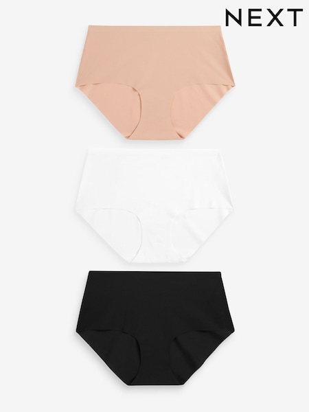 Black/White/Praline Nude Midi No VPL Comfort Knickers 3 Pack (183280) | £18