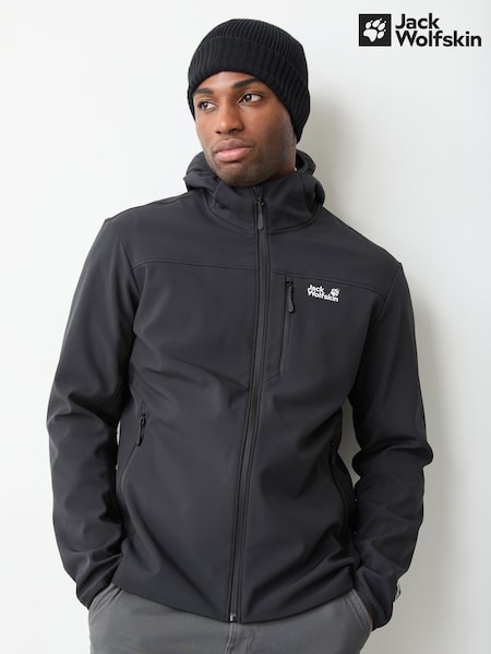Black - Regular Jack Wolfskin Wild Winds Hooded Full Zip Fleece Jacket