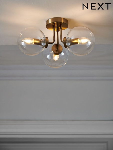 Brass Jackson 3 Light Flush Ceiling Light (183780) | £70
