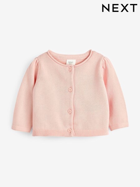 Pink Baby 100% Cotton Knitted Cardigan (0mths-2yrs) (184182) | £7.50 - £8.50