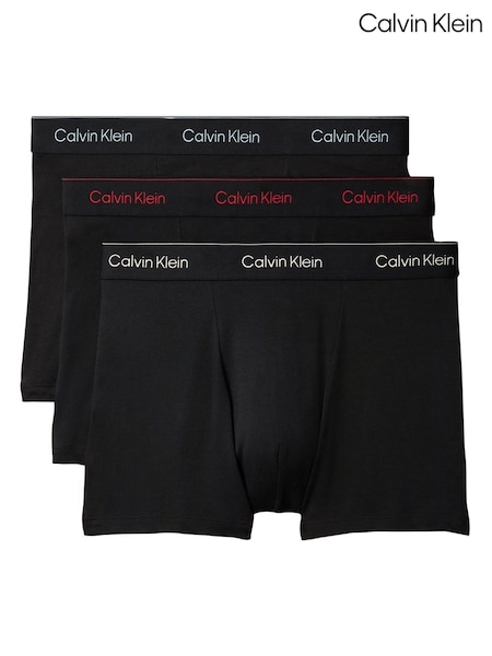 Black Chrome - Regular Calvin Klein Icon Cotton Stretch Boxer Trunks 3 Pack