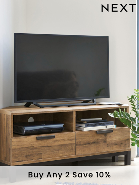 Dark Bronx Up to 46 inch Corner Oak Effect TV Unit (184640) | £275