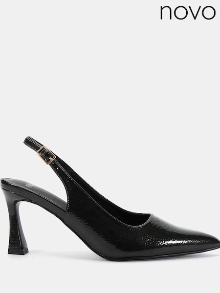 Black - Novo Illy Slingback Mid Heel Point Court Shoes